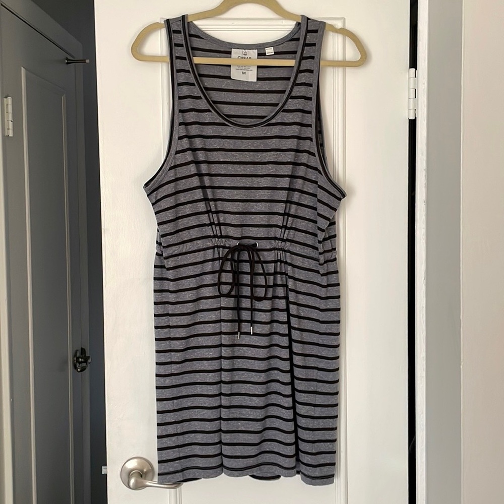 Easy dressing! Stripe dress with drawstring waist tie